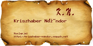 Kriszhaber Nándor névjegykártya